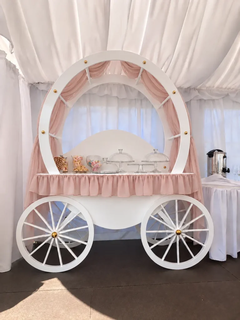 Kareta słodki stół dekoracyjny na wesele chrzciny baby shower i urodziny.